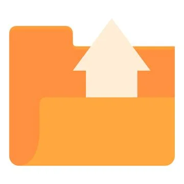 Uploading files into an orange folder, symbolizing data transfer and file man Illustrazione stock