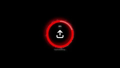 Uploading icon on a black abstract background. Illustrazione stock