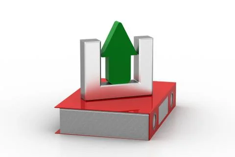 Uploading icon with computer file folder Free Stock Illustration