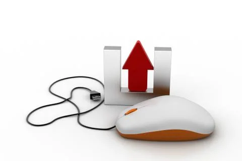 Uploading icon connected with computer mouse Free Stock Illustration