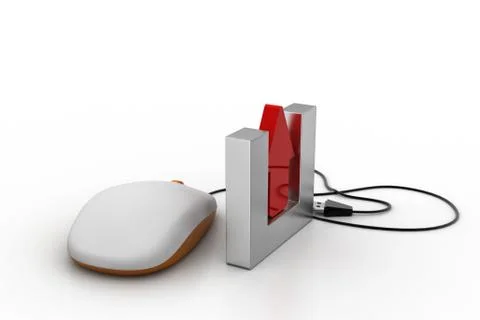 Uploading icon connected with computer mouse Free Stock Illustration