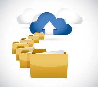 Uploading info to cloud. cloud computing concept Stock Illustration