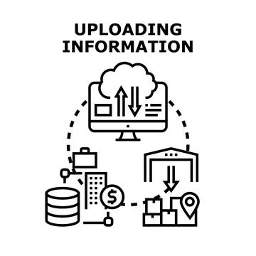 Uploading information data flow and cloud computing concept Illustrazione stock