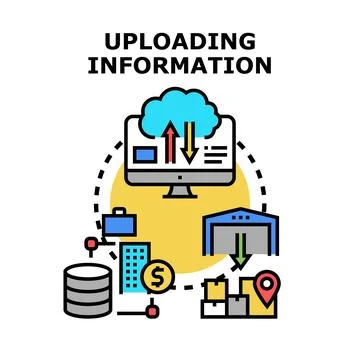 Uploading information data flow and cloud computing concept Illustrazione stock