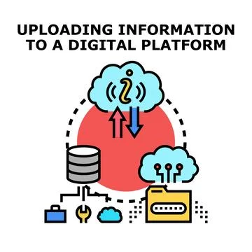 Uploading information to a digital data storage platform Stock Illustration