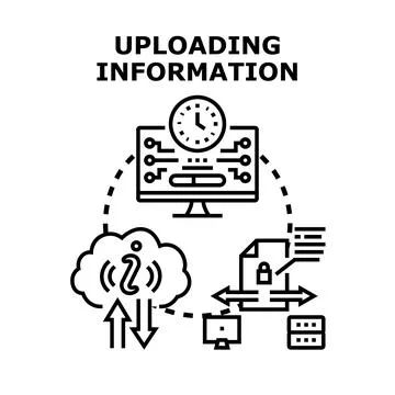Uploading information process to cloud storage and server イラスト素材