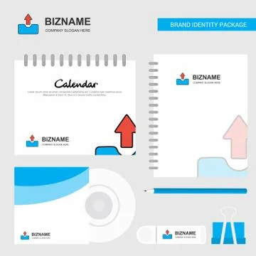 Uploading Logo, Calendar Template, CD Cover, Diary and USB Brand Stationary P Illustrazione stock