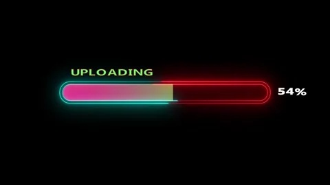 Uploading progress bar glowing neon effect Stock Footage 328385915