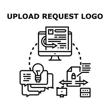 Uploading request managing data sharing process icon Stock Illustration