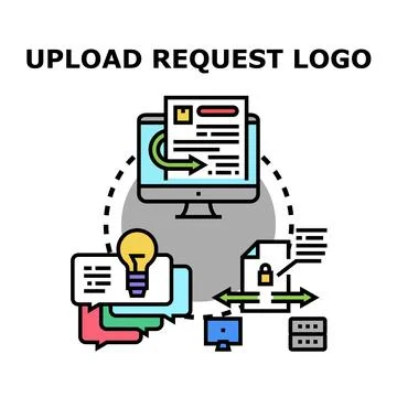 Uploading request managing data sharing process icon Stock Illustration