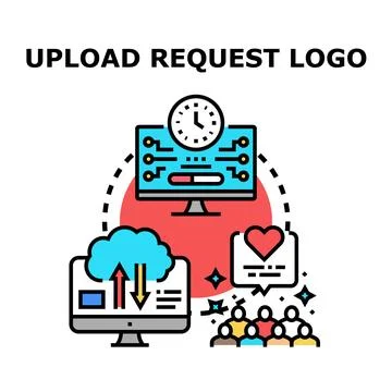 Uploading request process illustration with diverse users Stock Illustration