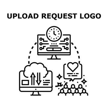 Uploading request process illustration with diverse users Illustrazione stock