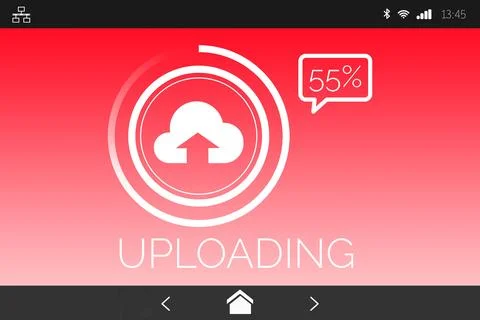 Uploading text with icon screen Stock Illustration
