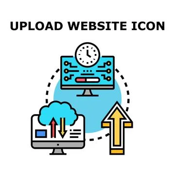 Uploading website data to cloud server system 库存插图