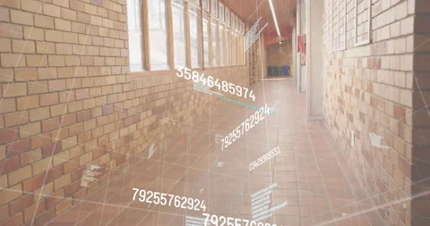 Upon 3D wireframe grid appearing, numeric codes drifting and connecting, Stock Footage 314867925