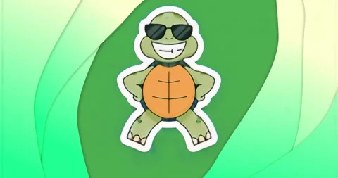 Upon appearing turtle with sunglasses starting head bob for playful vibe against Stock Footage 315541747