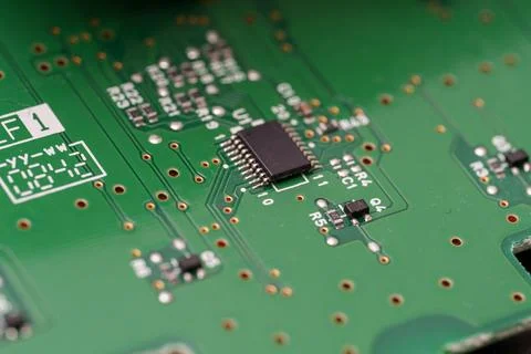 Upon a circuit board, small electrical components form the backbone of mode.. 스톡 사진