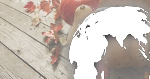Upon code appearing left, white 3D globe sliding in, rotating over harvest Stock Footage 317772241
