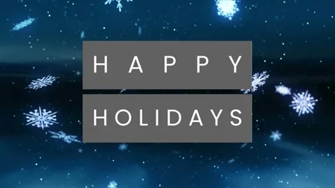 Upon cursive greeting fading, drifting snowflakes guiding panels sliding to Stock Footage 320416770