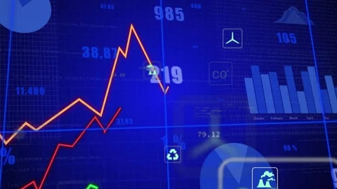 Upon dashboard loading, animated orange line climbing, showing eco icons to Vídeos de archivo 319573589