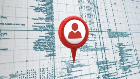 Upon data plane activating red 3D location pin emerging center, highlighting Stock Footage 310969453
