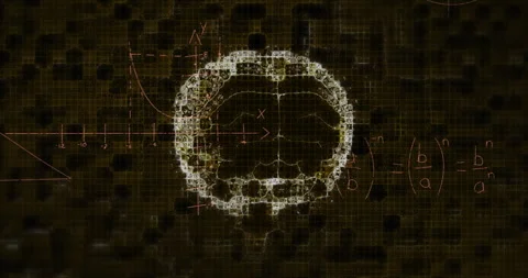 Upon emerging curve brain outline forming as axes formulas triangle parabola Stock Footage 309893907