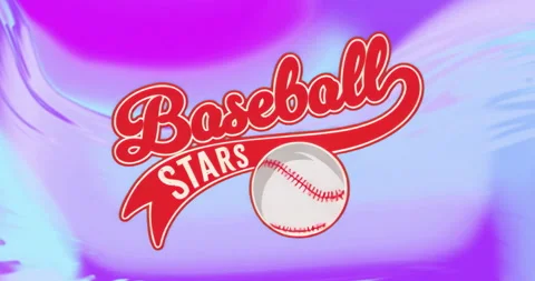 Upon gradient shift, Baseball Stars logo and baseball icon rotating clockwise Stock Footage 315518837