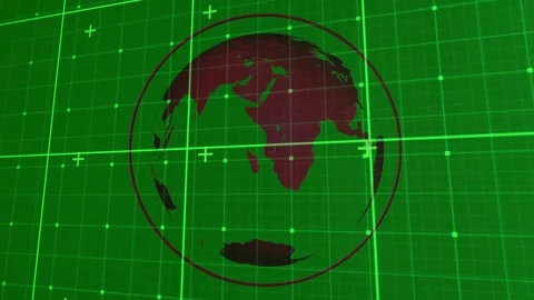 Upon interface loading globe rotating with scan lines and crosshairs shifting 動画素材 320068867