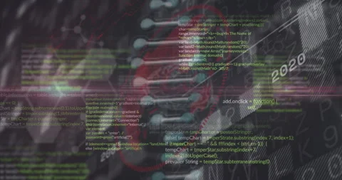 Upon loading DNA helix spinning code shifting network pulsing years fading to Stock Footage 315789057