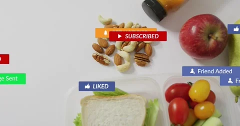 Upon loading lunch while overlay notification icons animating around lunch for Stock Footage 320487344