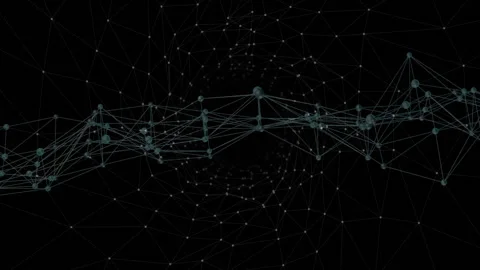 Upon loading, teal node mesh shifting and rotating, nodes pulsing to reveal Stock Footage 312408416