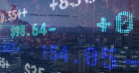 Upon loading translucent ticker updating currency values to show market swings Video stock 309682968