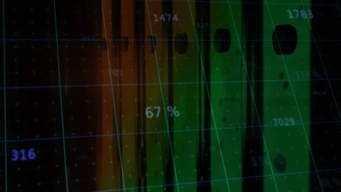 Upon loading, vertical bars sliding across matrix grid, showing shifting numeric Stock Footage 329580217
