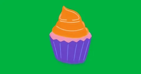 Upon playback starting, looping cupcake icon repeating on transparent layer to Stock Footage 317456602