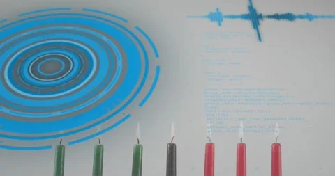 Upon row appearing code floating, candles igniting sequentially and pumpkin 스톡 동영상 326301833