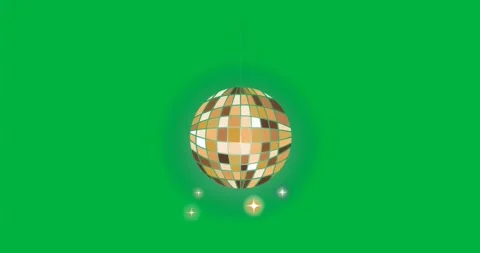 Upon sphere appearing mosaic orb rotating, three star-shaped sparkles orbiting Stock-Footage 317362284