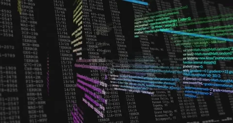 Upon start animating JS functions floating then expanding into code cluster Stock Footage 327278459