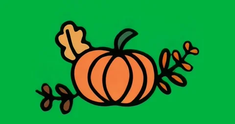 Upon start, flat design orange pumpkin remaining centered while blue splash Stock Footage 317450375