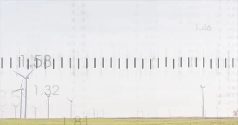 Upon start, semi-transparent bars fluctuating over grassy plain, highlighting Stock Footage 310643672