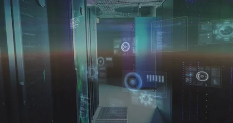 Upon startup 3D holographic UI elements appearing sliding out and fading showing Stock Footage 317228282