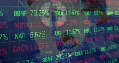 Upon translucent grid appearing surgical team adjusting light and operating Stock Footage 314869149