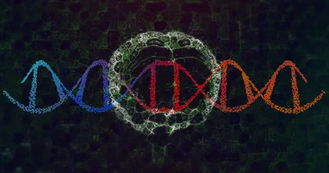Upon white web emerging around DNA helix branches pulsing outward then Video stock 310318722