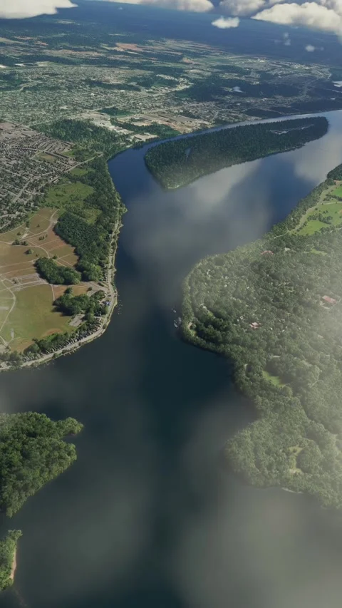 Upper Aerial View of the clouds over the City of Ottawa; Ontario. Canada Vídeo Stock 284490007