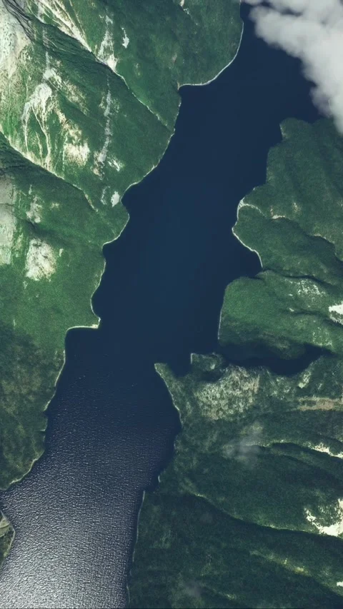 Upper Aerial View of Upper Waterton Lake; National Historic Site; Alberta Stock-Footage 284490471