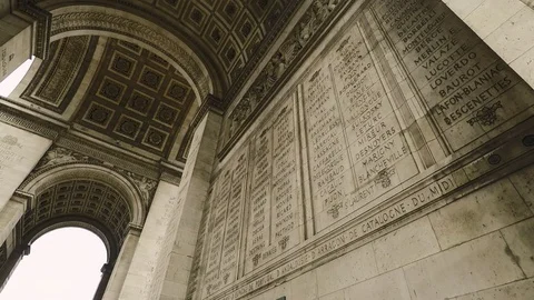 The upper and inner surface of the Arch de Triomphe in Paris in autumn Stock Footage 88236465