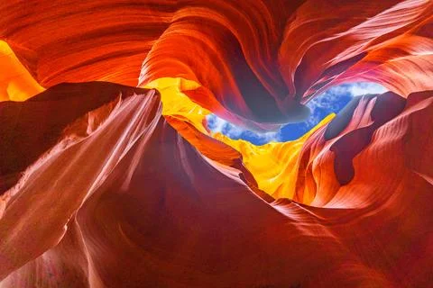 Upper and Lower Antelope Canyon in Arizona Stock Photos