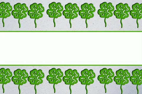 Upper and lower border with line of quatrefoils. Copy space in middle with green Stock Illustration