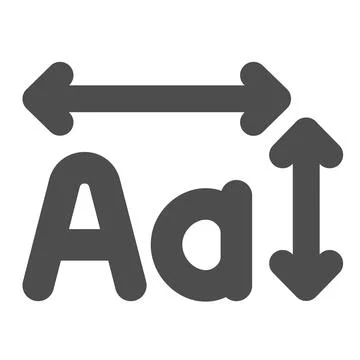 Upper and lower case letters, arrows, text layout solid icon, computing concept Illustrazione stock