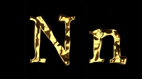 Upper and lower case N alphabet with golden fluid texture Video stock 277958835