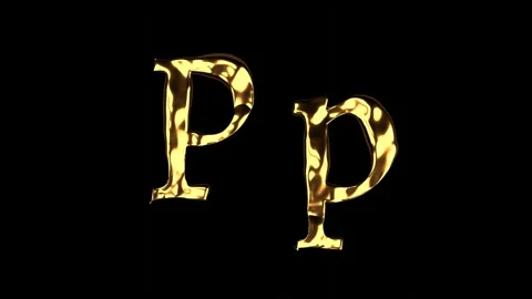 Upper and lower case P alphabet with golden fluid texture Stock Footage 277958851